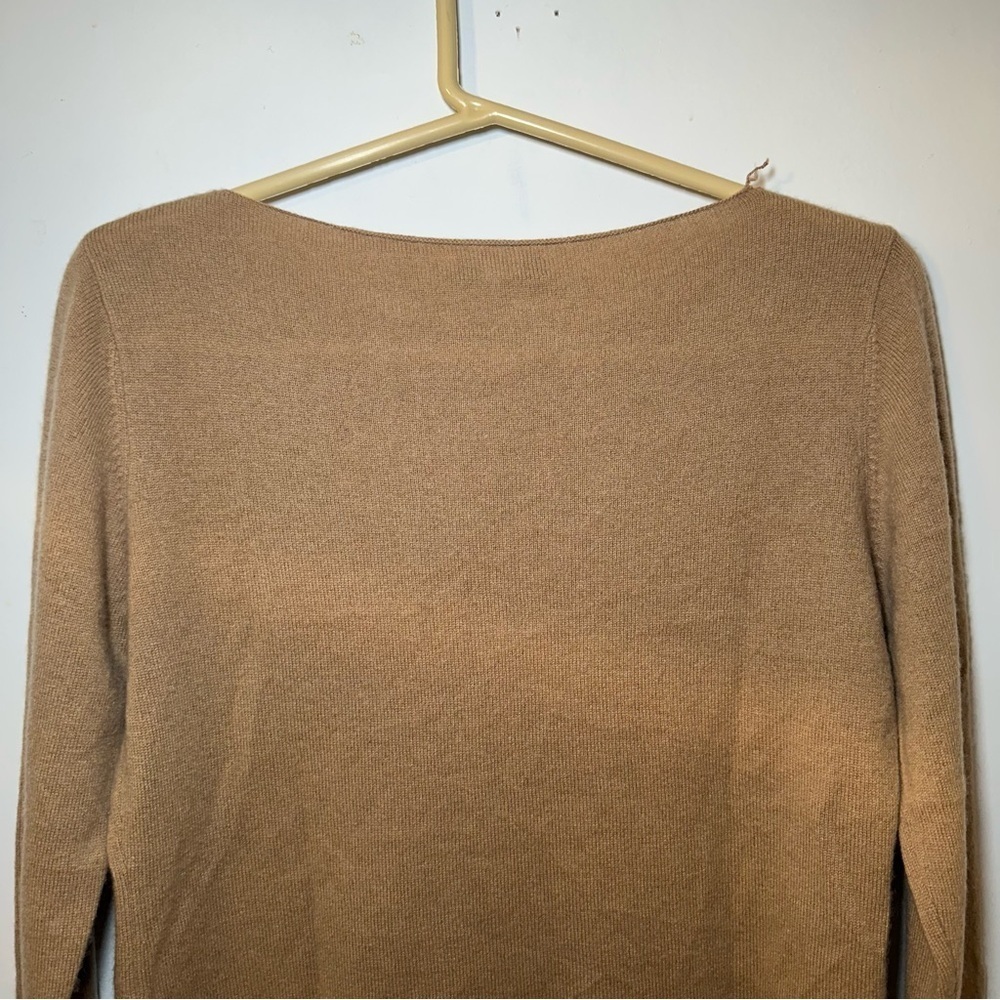 Garnet Hill Classic Camel Luxury Cashmere Knit Top Fall Wardrobe Staple Sz Small - Picture 8 of 8